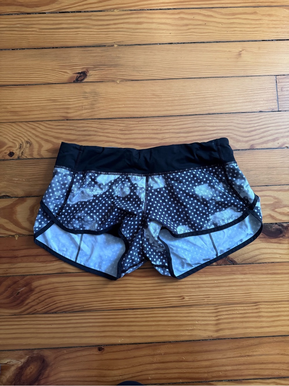 lululemon athletica Black Polka Dot & Gray Athletic Shorts